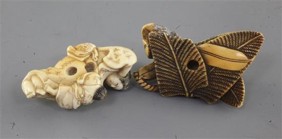 Two Japanese ivory netsuke, 19th century, length 5.7cm